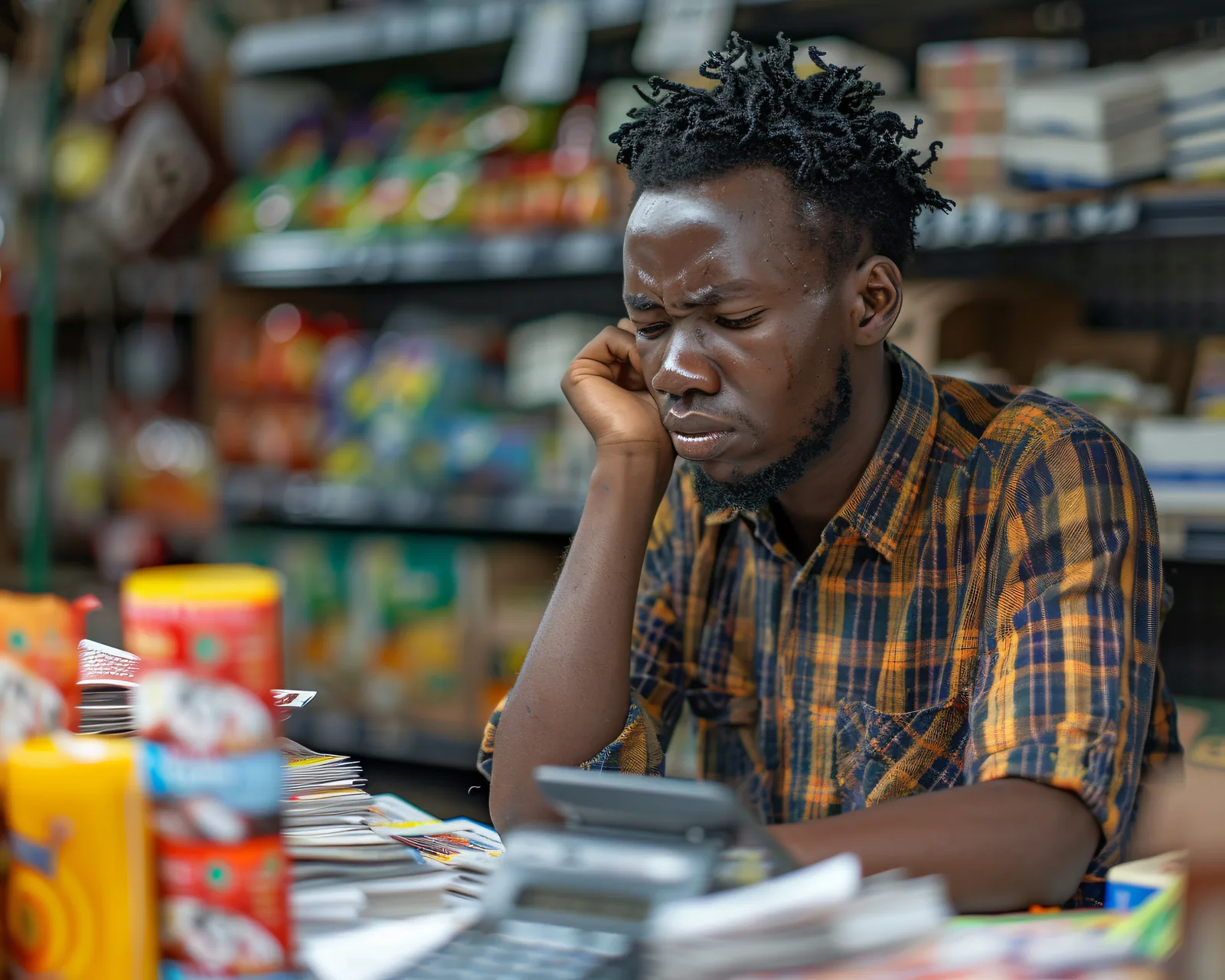 Worried shop owner